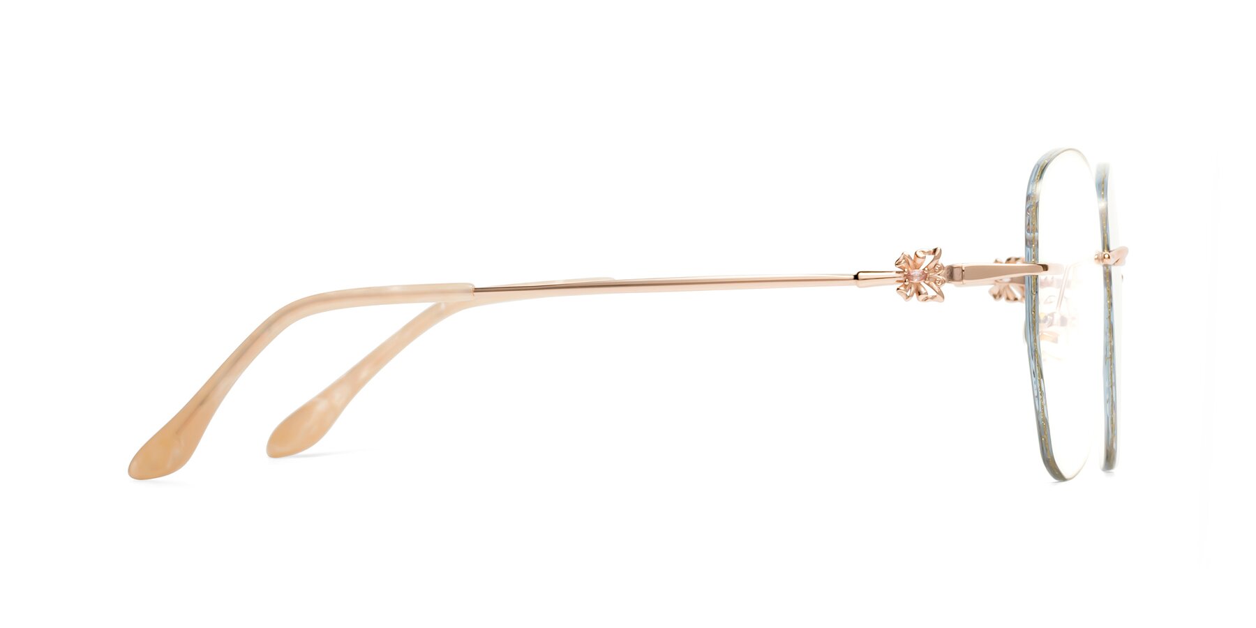 Side of Y7057 in Gold Glitter-Rose Gold with Clear Eyeglass Lenses