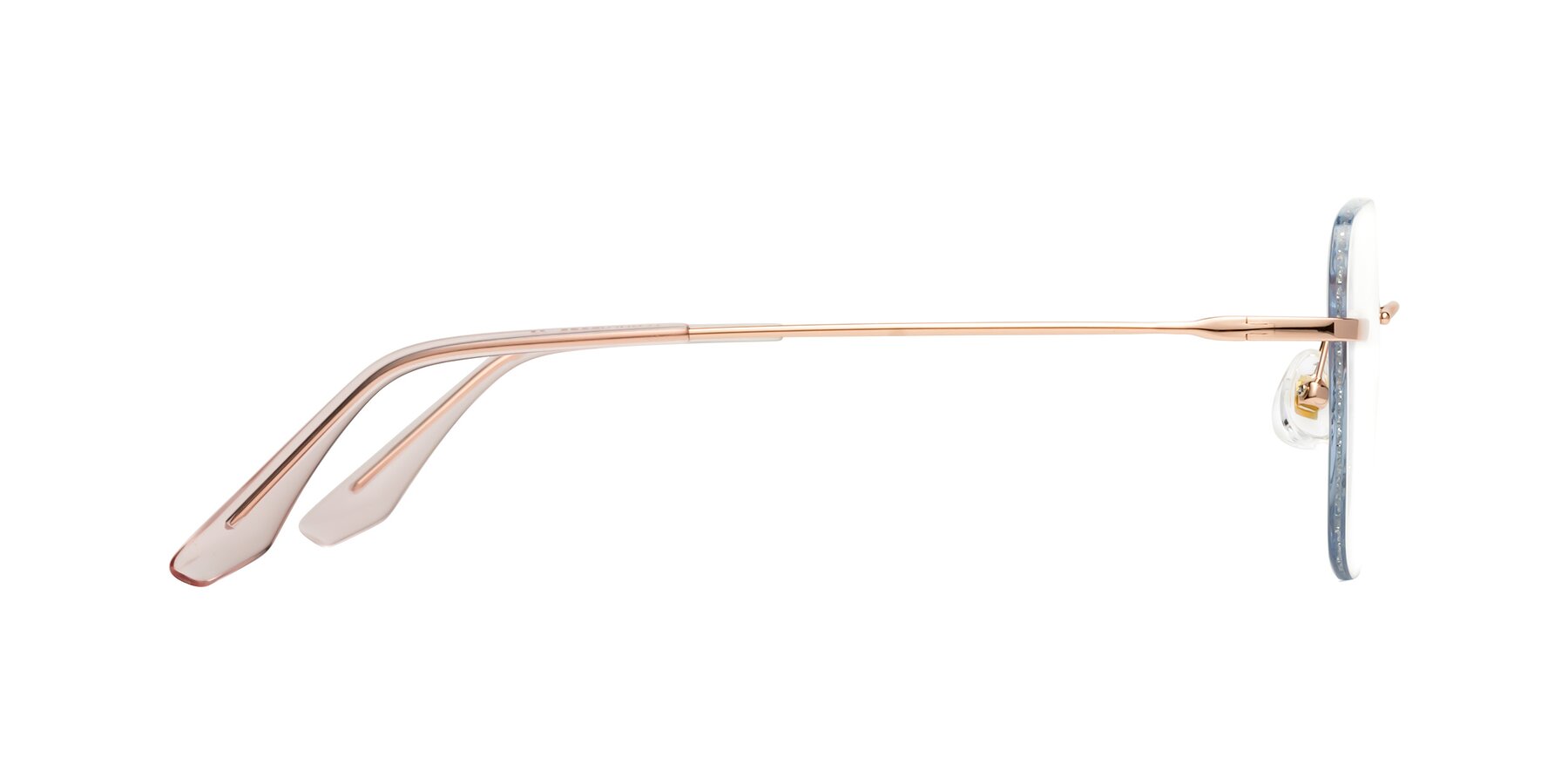 Side of Y7059 in Silver Glitter-Rose Gold with Clear Blue Light Blocking Lenses