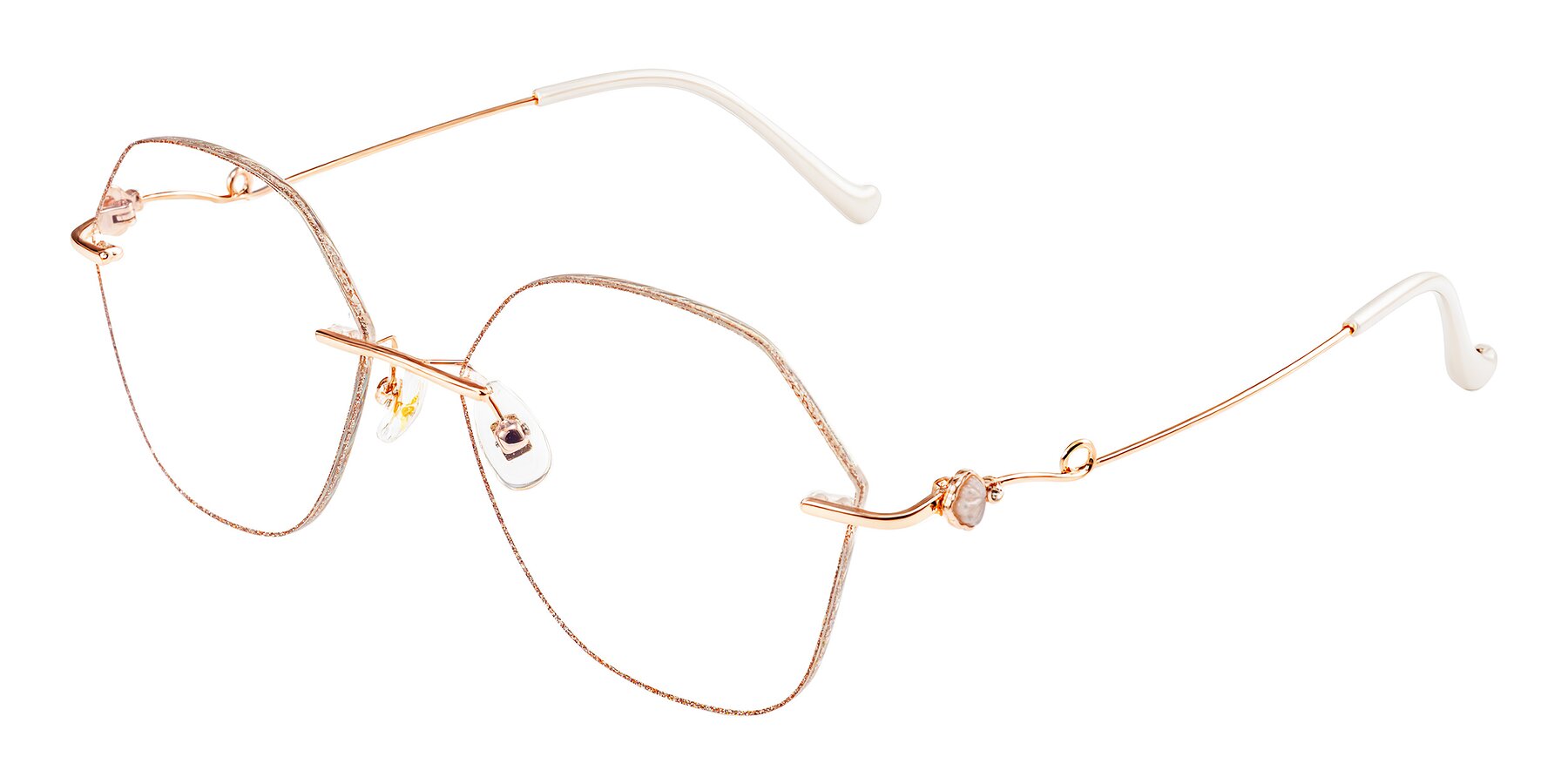 Angle of Titouan in Rust Glitter/Rose Gold with Clear Blue Light Blocking Lenses