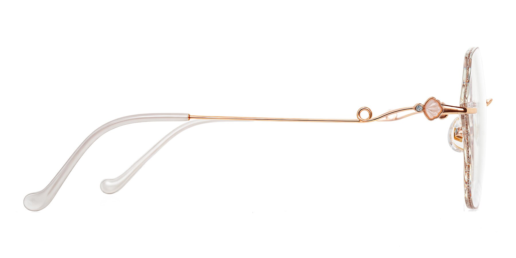 Side of Titouan in Rust Glitter/Rose Gold with Clear Blue Light Blocking Lenses