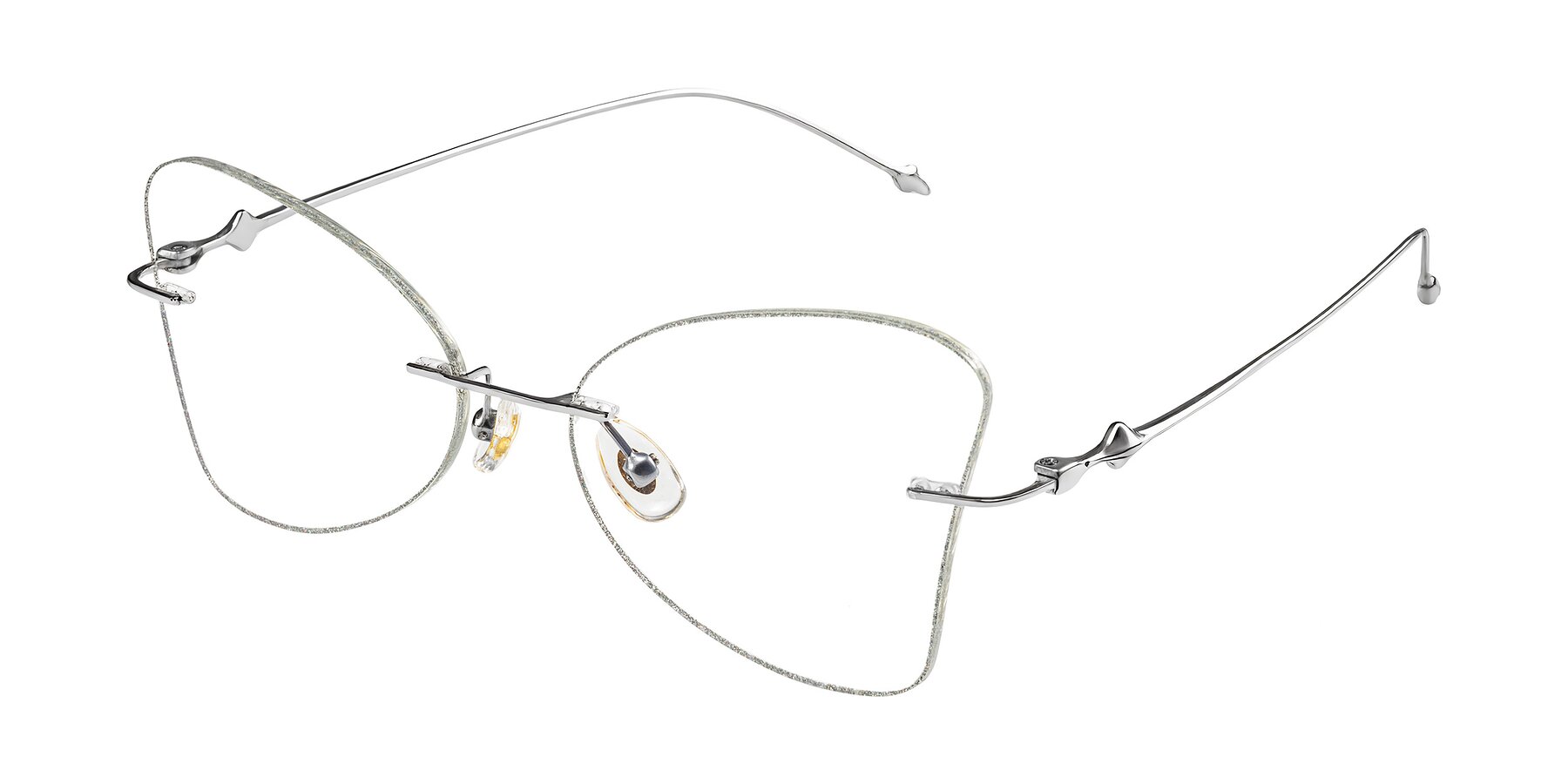 Angle of Solene in Silver Glitter/Silver with Clear Blue Light Blocking Lenses