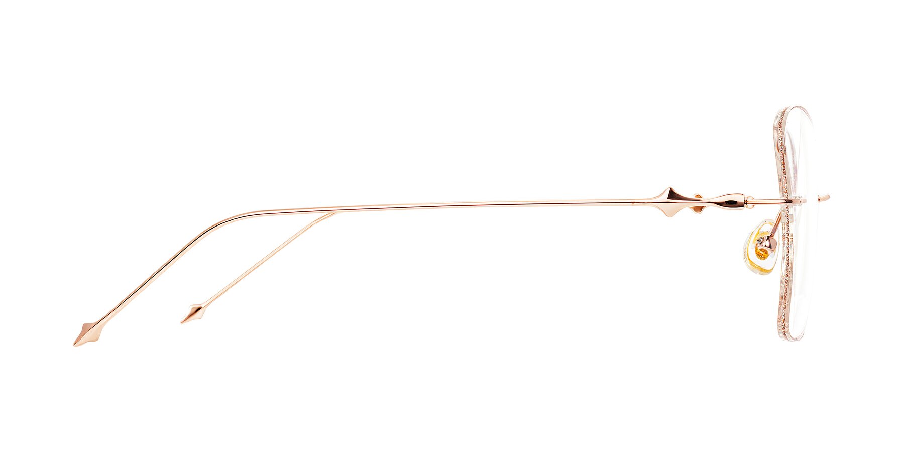 Side of Solene in Orange Glitter/Rose Gold with Clear Blue Light Blocking Lenses