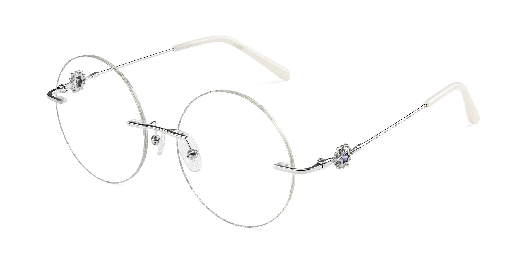 Angle of Clea in Silver Glitter/Silver with Clear Eyeglass Lenses