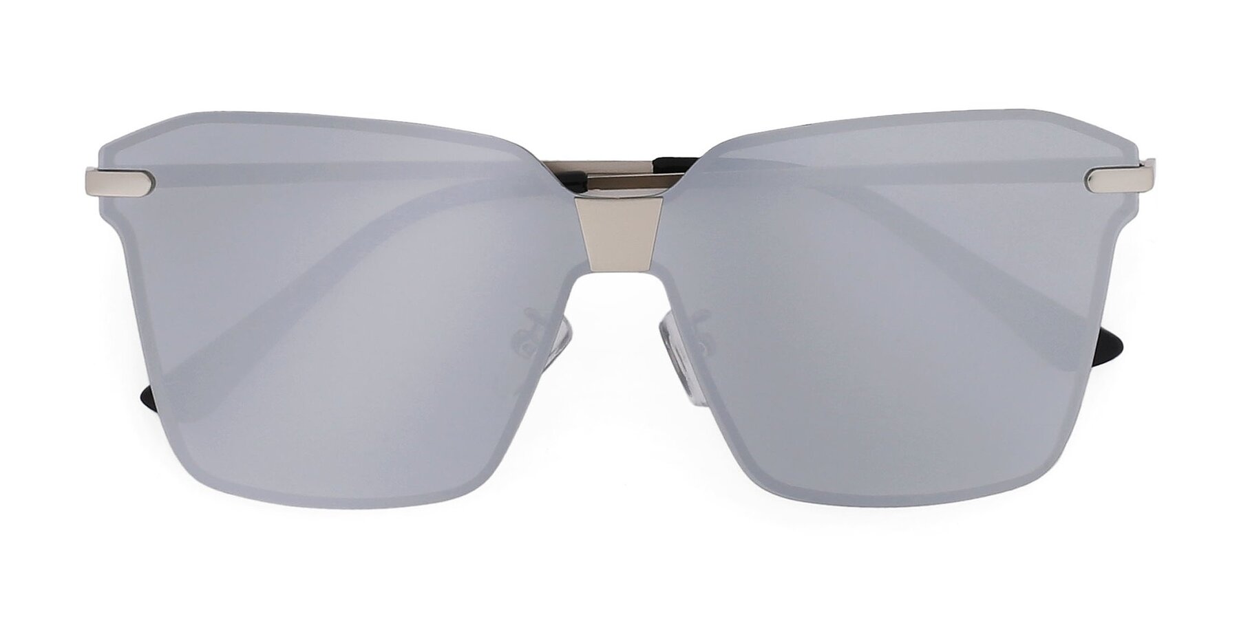 Gunmetal Oversized Square Rimless Mirrored Polarized Sunglasses with ...