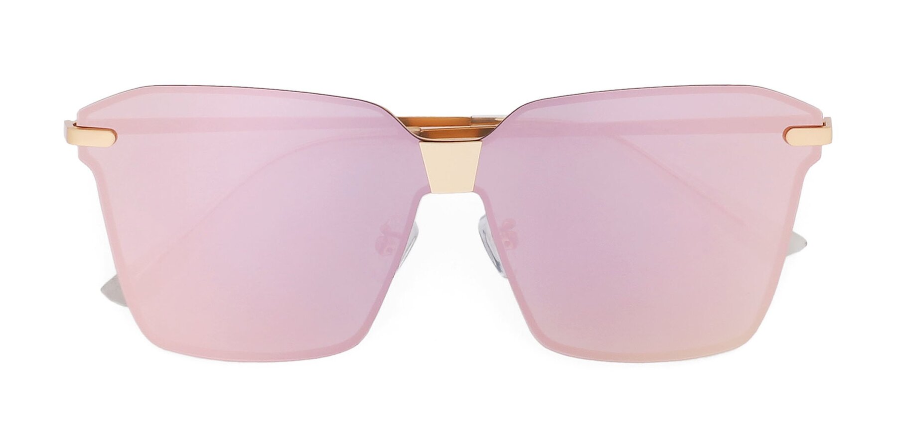 Folded Front of J2701 in Gold with Pink Mirrored TAC Lenses