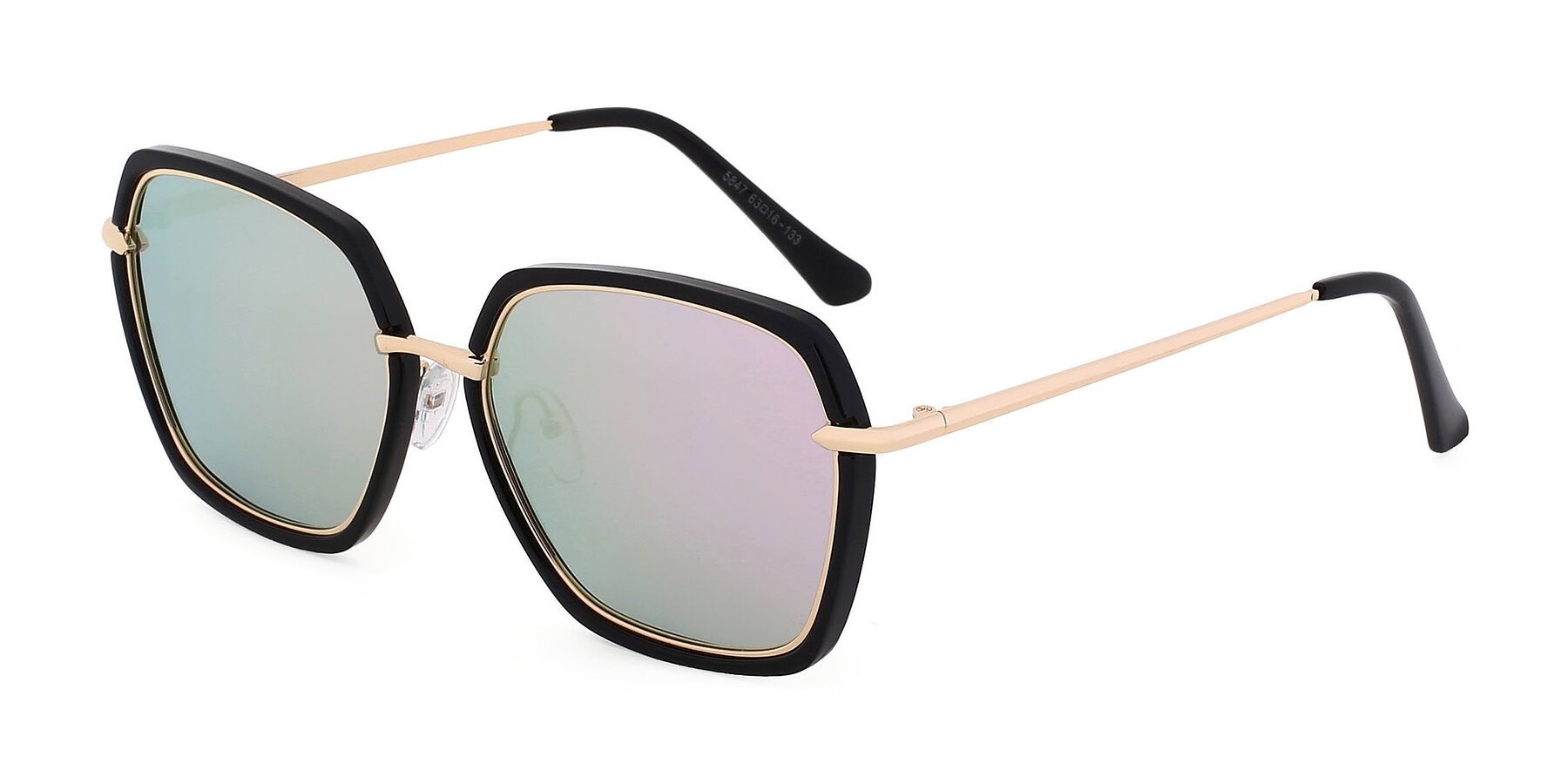 Angle of 5847 in Black-Gold with Pink Mirrored TAC Lenses