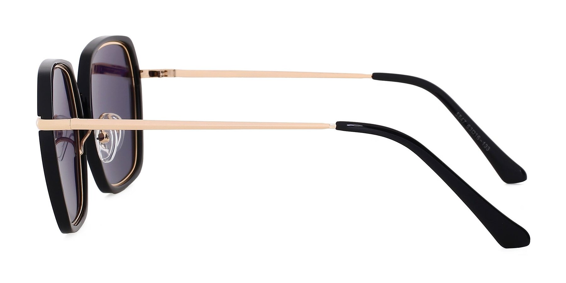 Side of 5847 in Black-Gold with Pink Mirrored TAC Lenses
