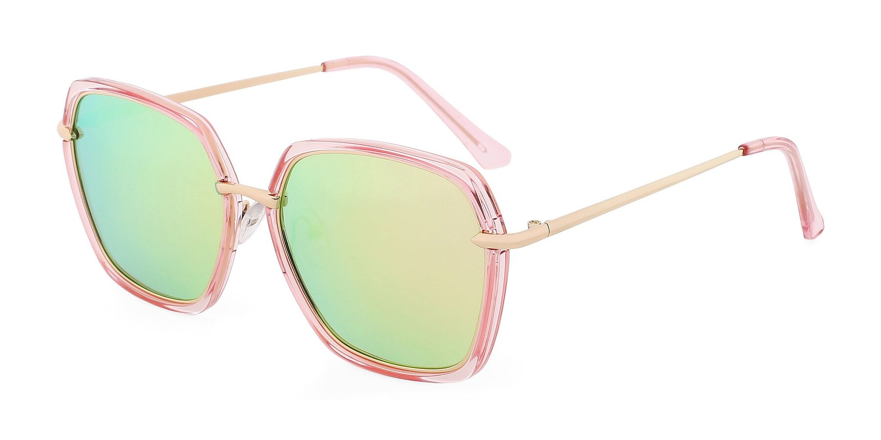 Angle of 5847 in Pink-Gold with Gold Mirrored TAC Lenses