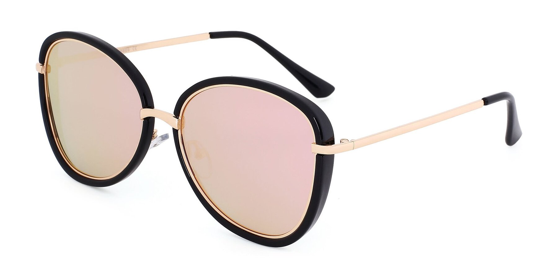 Angle of JC2033 in Black-Gold with Rose Gold Mirrored TAC Lenses