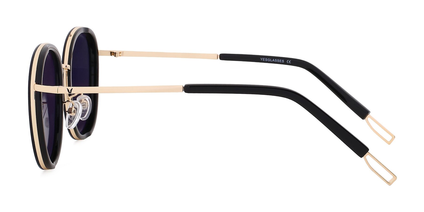 Side of 12117 in Black-Gold with Purple Mirrored TAC Lenses