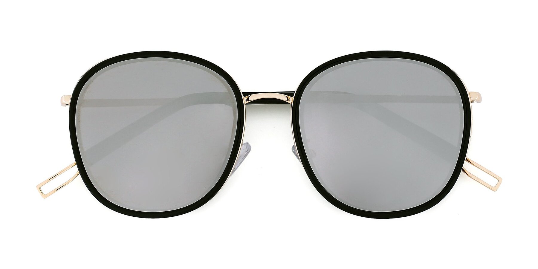 Folded Front of 12117 in Black-Gold with Silver Mirrored TAC Lenses