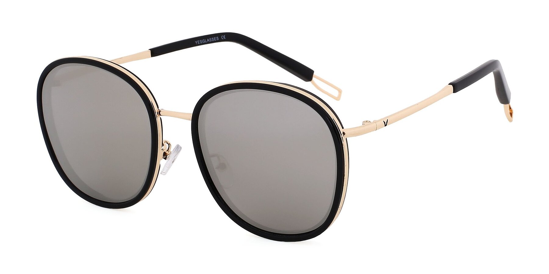 Angle of 12117 in Black-Gold with Silver Mirrored TAC Lenses
