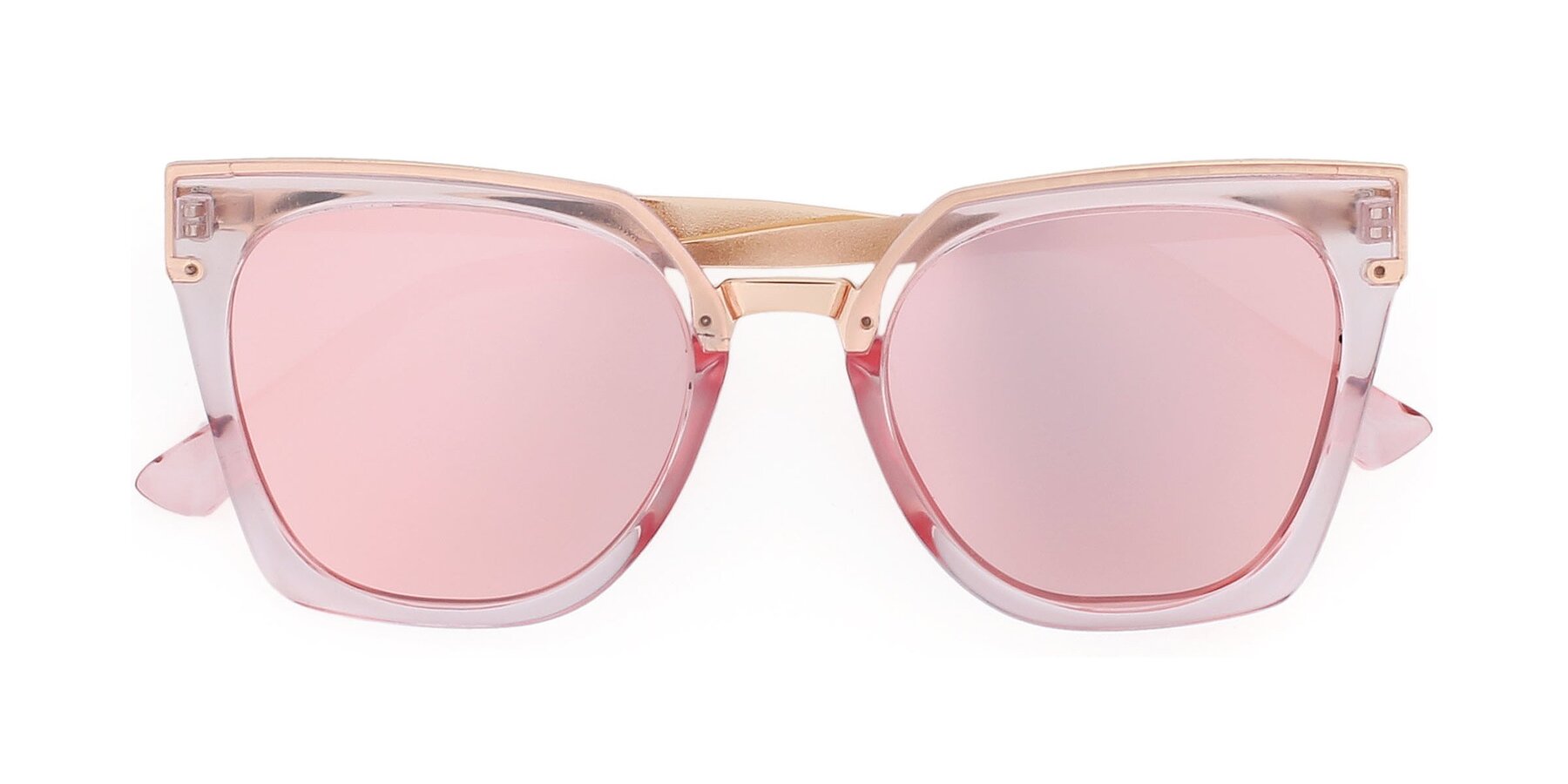 Folded Front of 2507 in Pink-Gold with Rose Gold Mirrored TAC Lenses