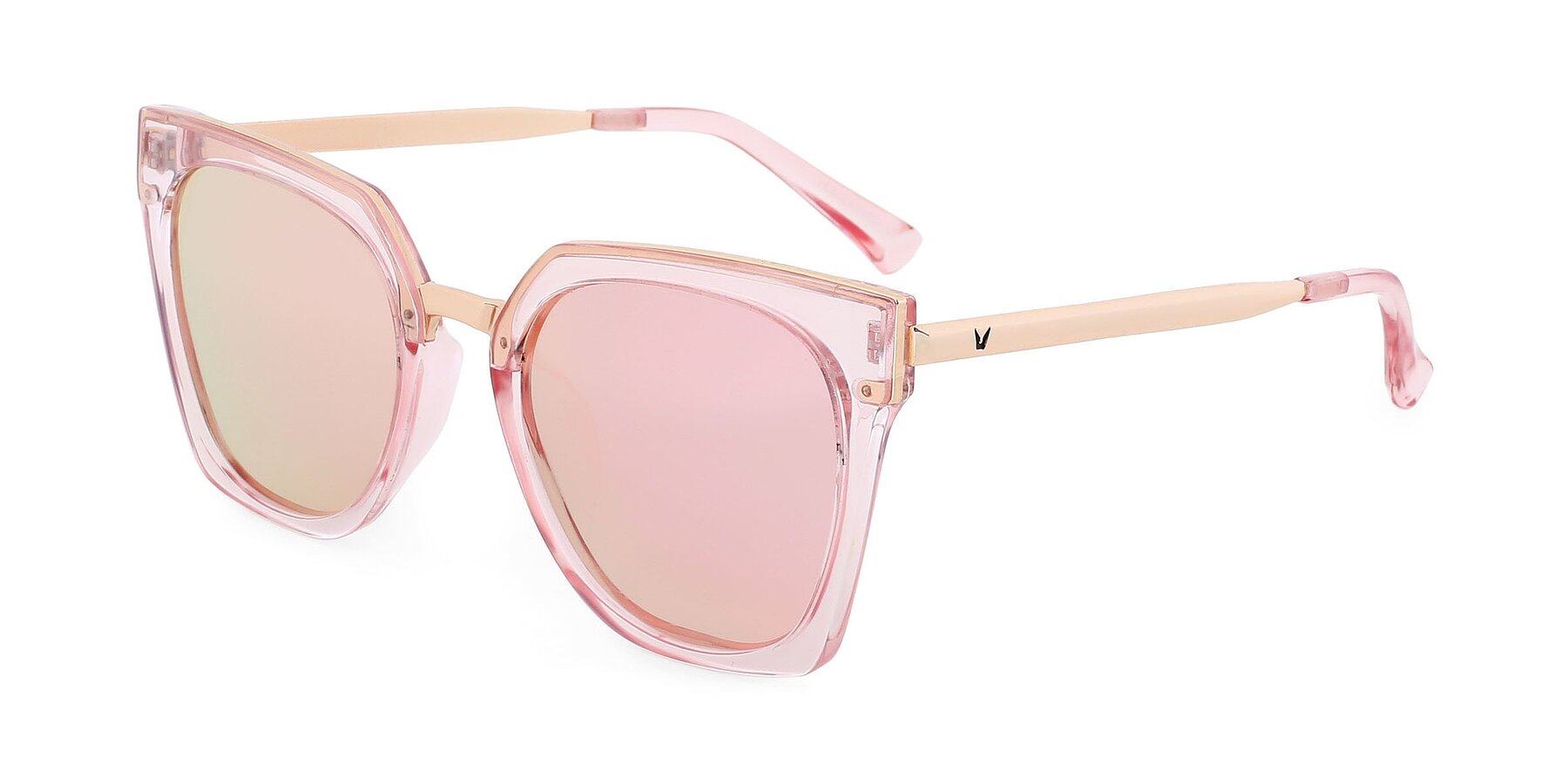 Angle of 2507 in Pink-Gold with Rose Gold Mirrored TAC Lenses
