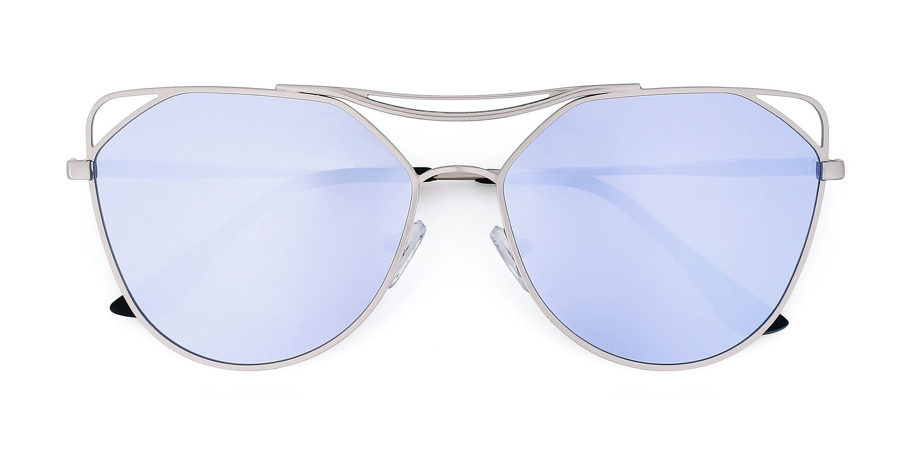 Copper Thin Metal Cat-Eye Mirrored Polarized Sunglasses with Blue Non-Rx Tac Sun Lenses
