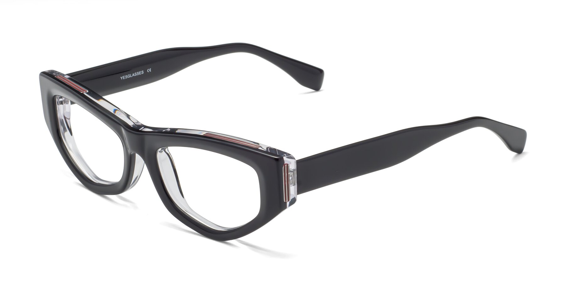 Angle of 1313 in Black-Clear with Clear Reading Eyeglass Lenses