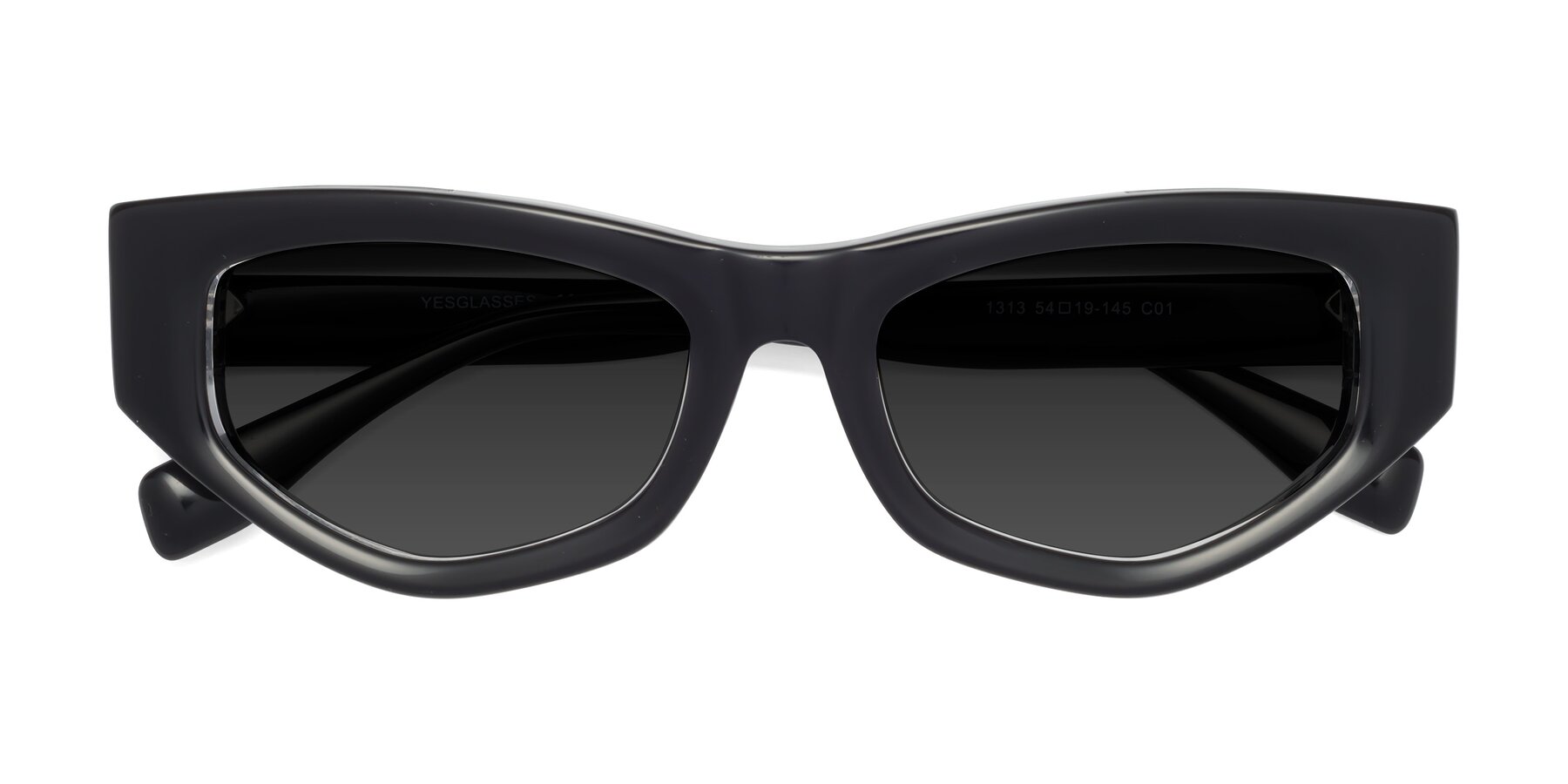 Folded Front of 1313 in Black-Clear with Gray Polarized TAC Lenses