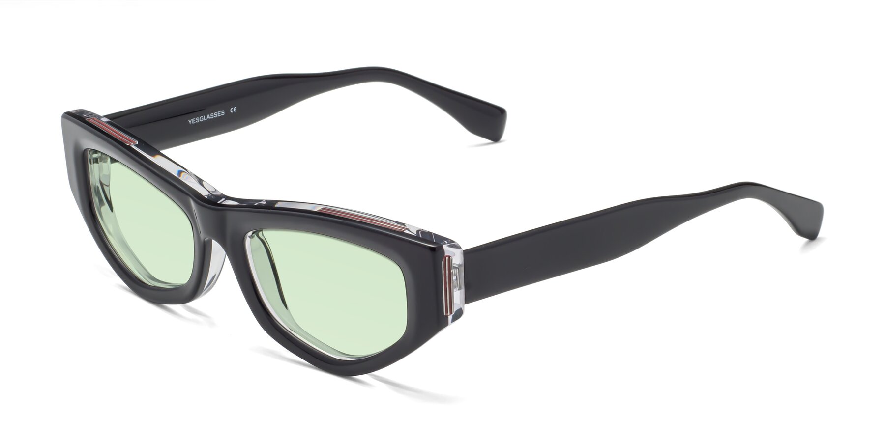 Angle of 1313 in Black-Clear with Light Green Tinted Lenses