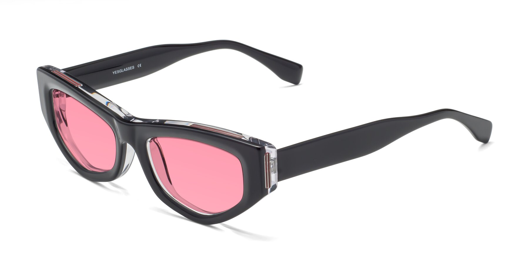 Angle of 1313 in Black-Clear with Pink Tinted Lenses
