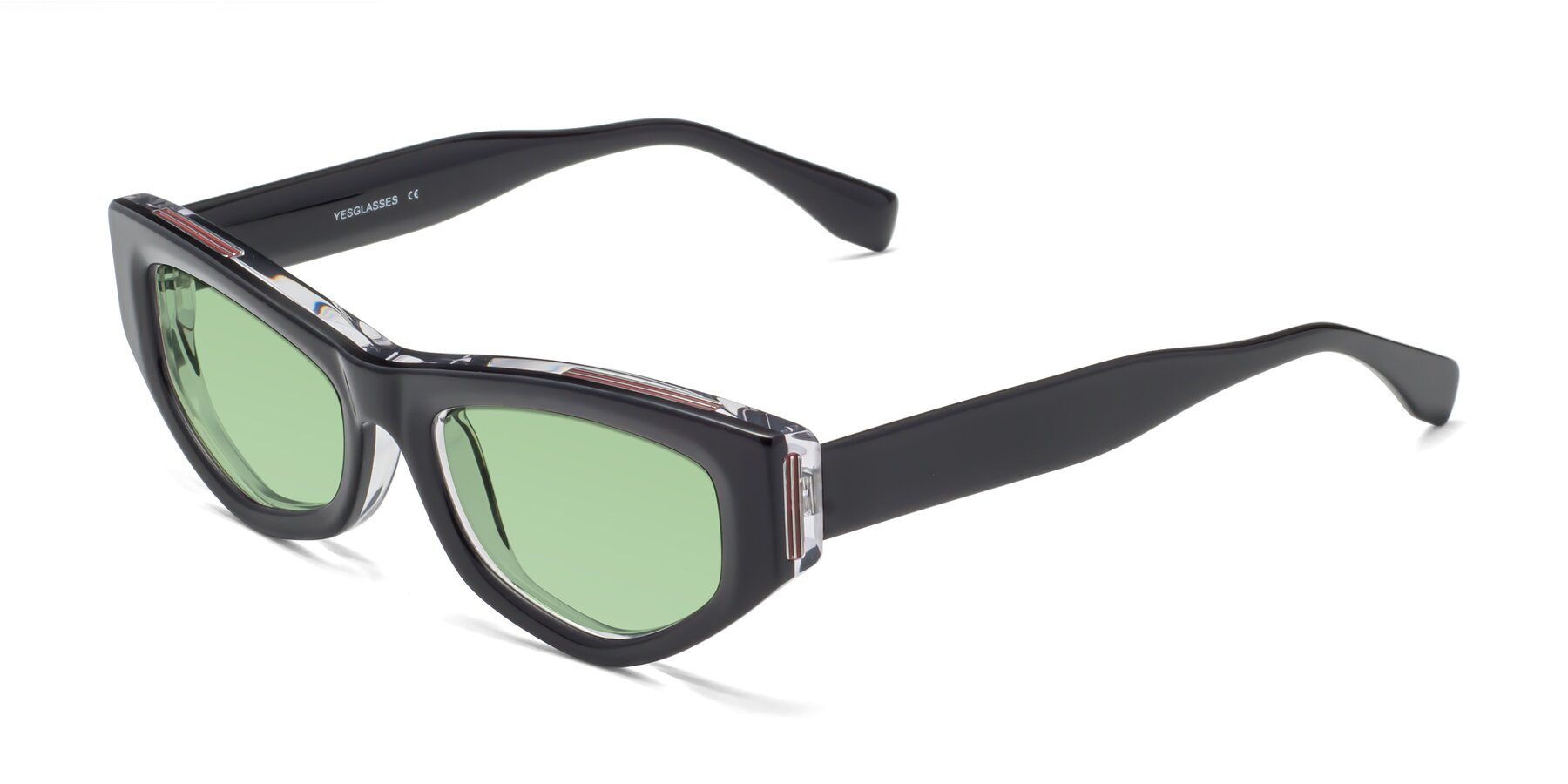 Angle of 1313 in Black-Clear with Medium Green Tinted Lenses