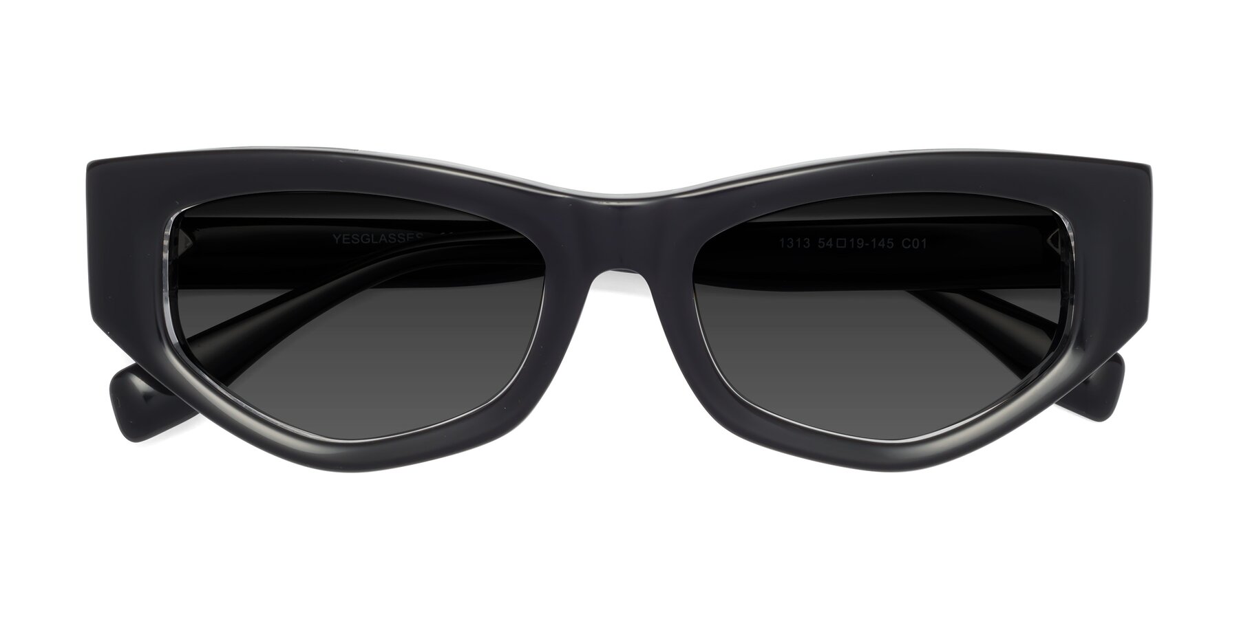 Folded Front of 1313 in Black-Clear with Gray Tinted Lenses