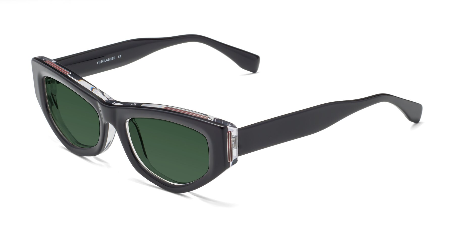 Angle of 1313 in Black-Clear with Green Tinted Lenses