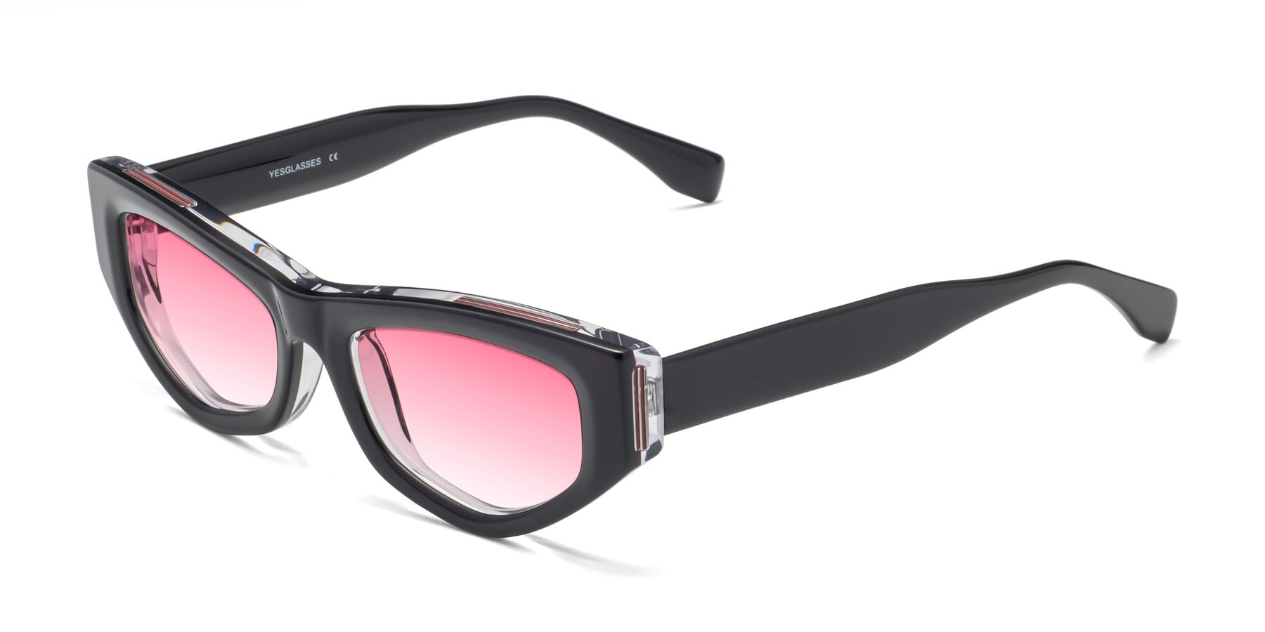 Angle of 1313 in Black-Clear with Pink Gradient Lenses