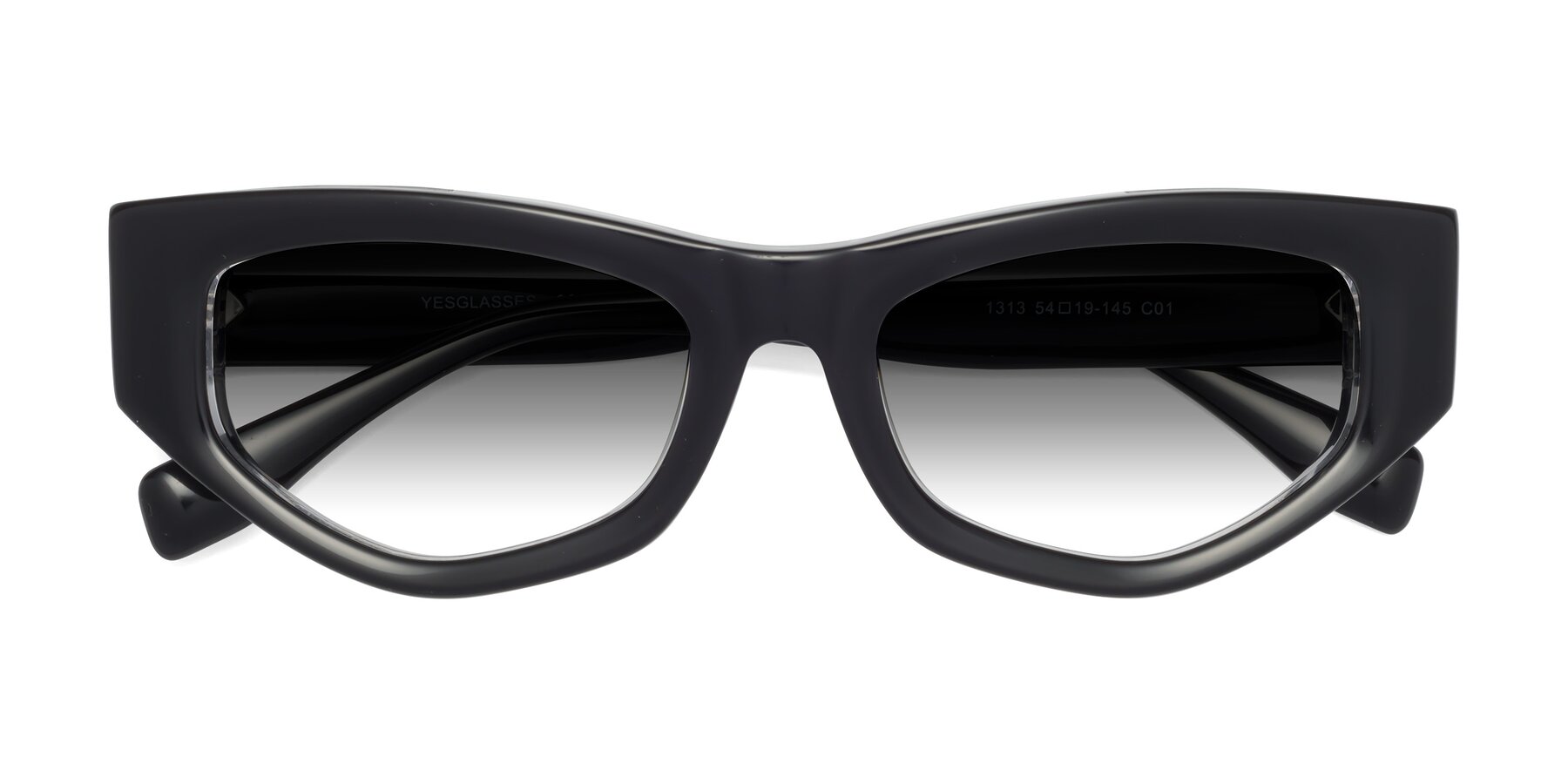 Folded Front of 1313 in Black-Clear with Gray Gradient Lenses