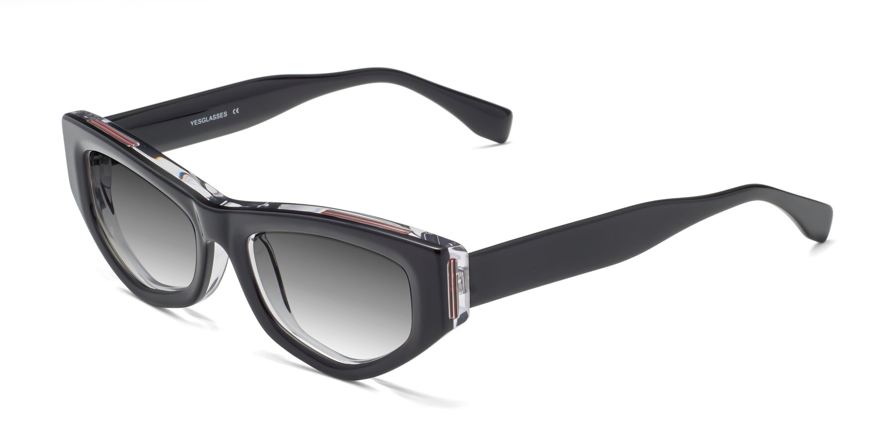 Angle of 1313 in Black-Clear with Gray Gradient Lenses