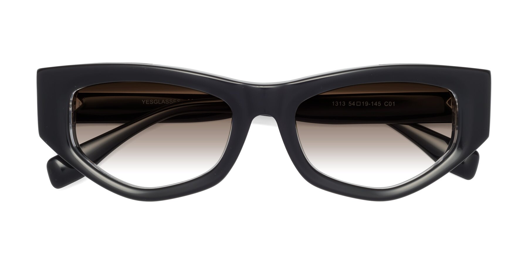 Folded Front of 1313 in Black-Clear with Brown Gradient Lenses