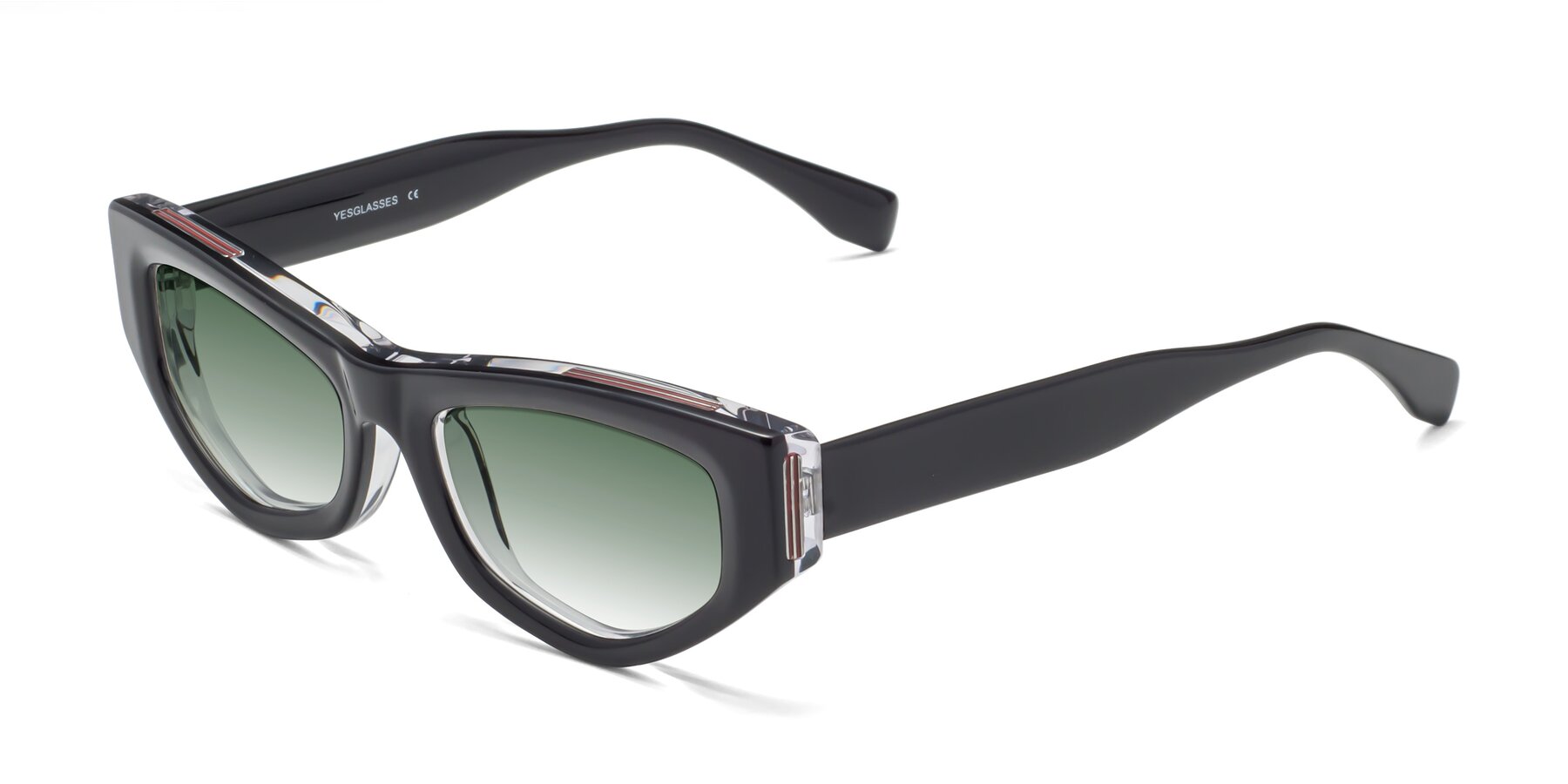 Angle of 1313 in Black-Clear with Green Gradient Lenses