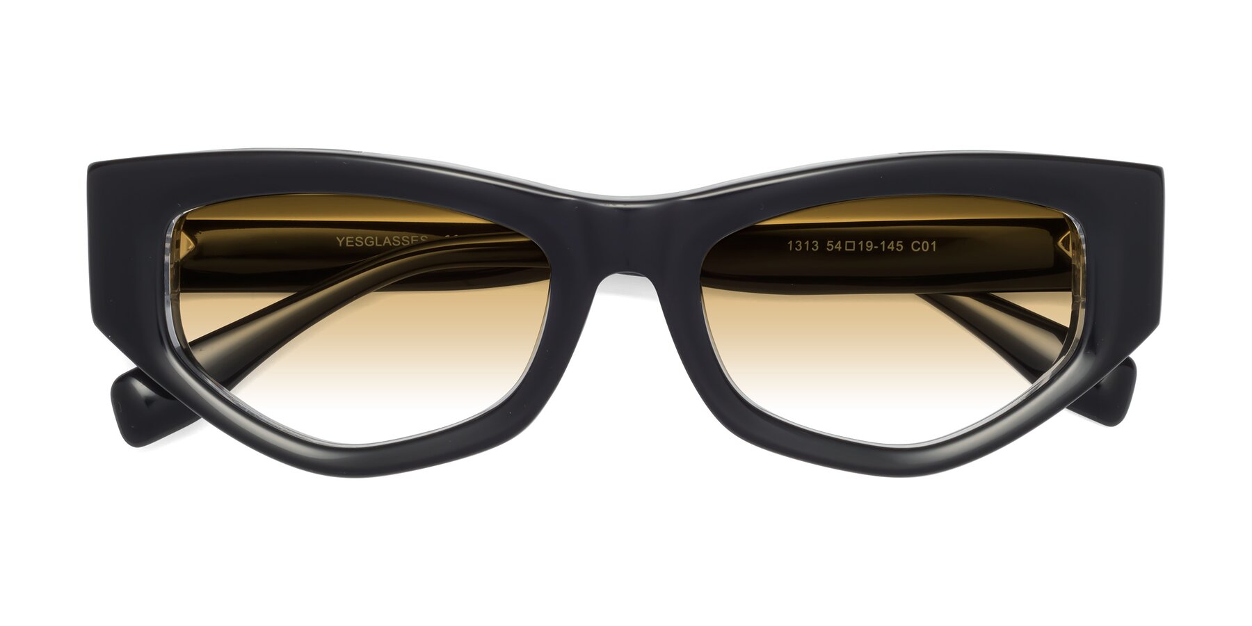 Folded Front of 1313 in Black-Clear with Champagne Gradient Lenses
