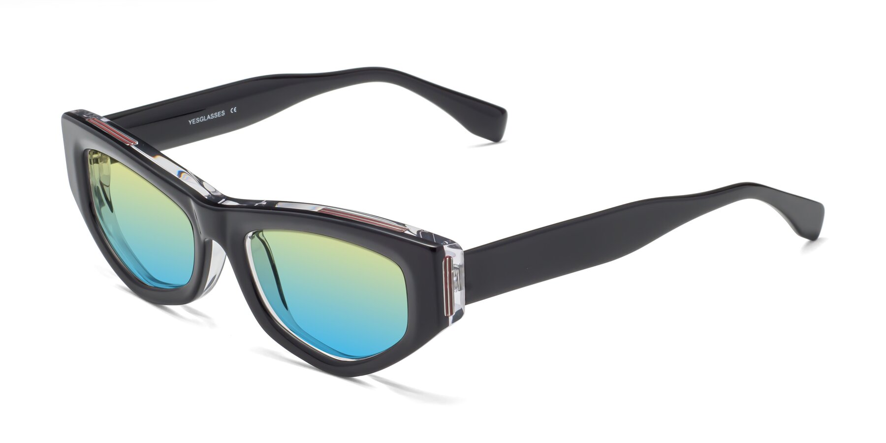 Angle of 1313 in Black-Clear with Yellow / Blue Gradient Lenses