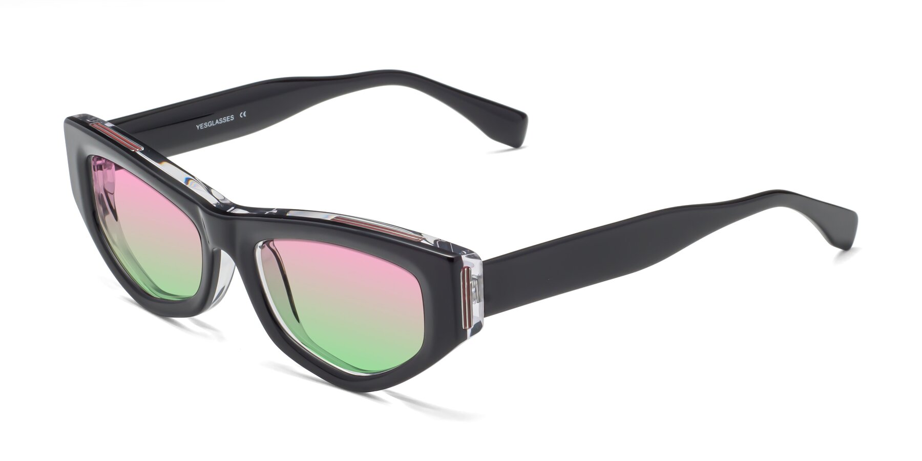 Angle of 1313 in Black-Clear with Pink / Green Gradient Lenses