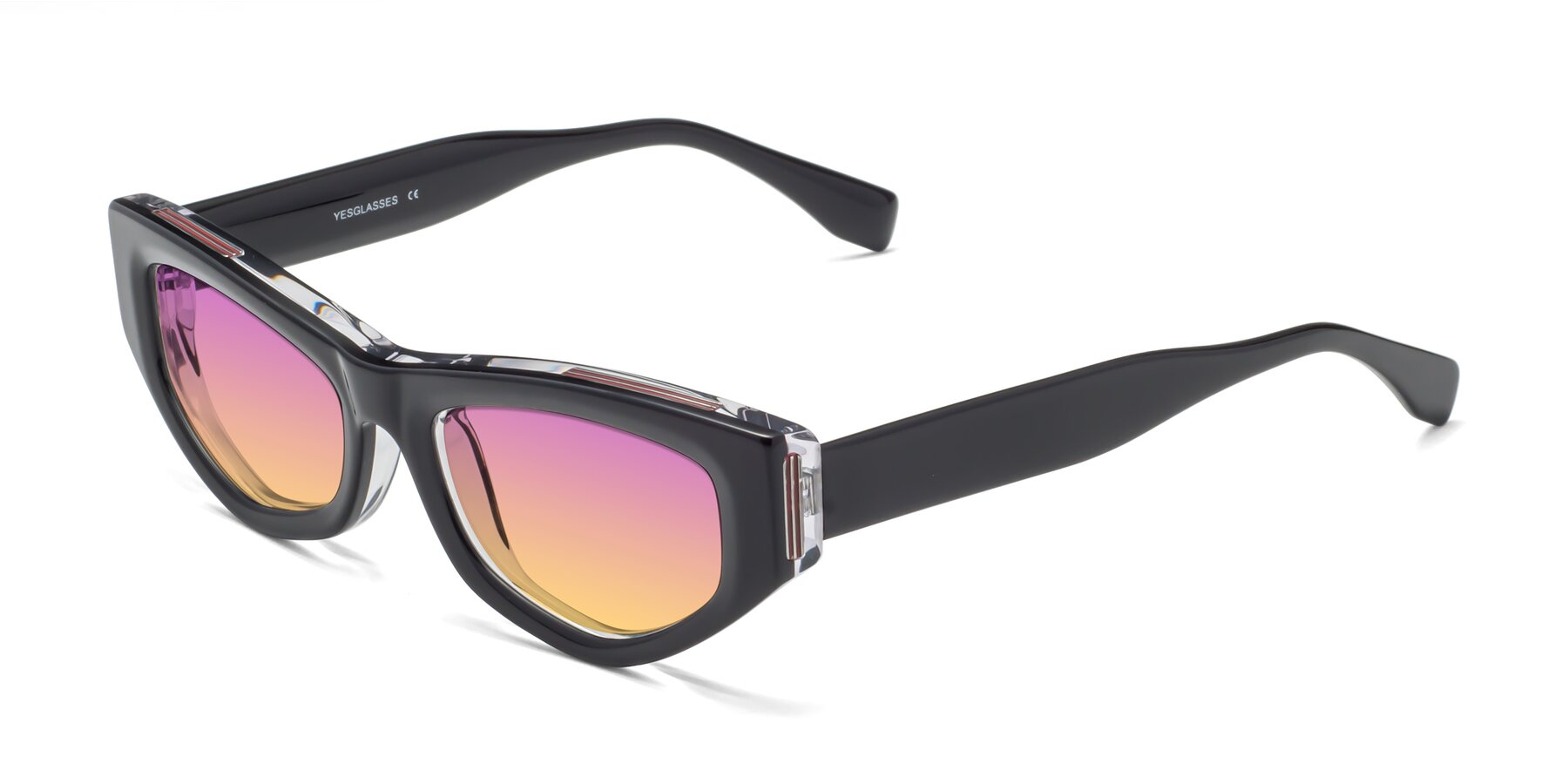 Angle of 1313 in Black-Clear with Purple / Yellow Gradient Lenses
