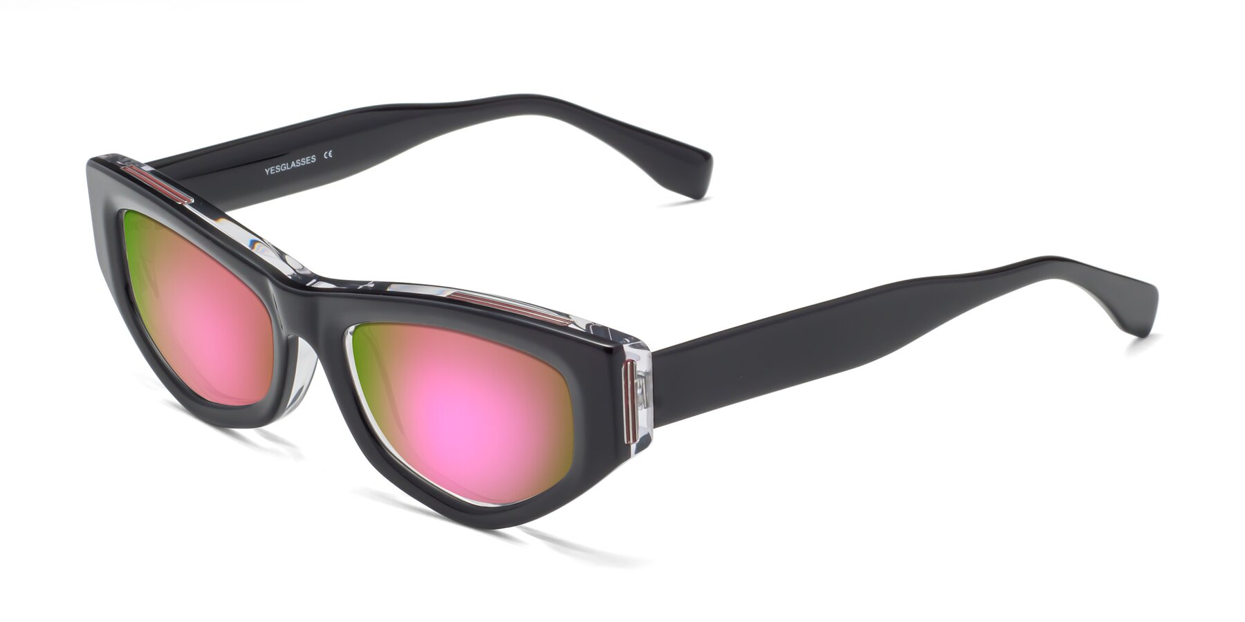 Angle of 1313 in Black-Clear with Pink Mirrored Lenses