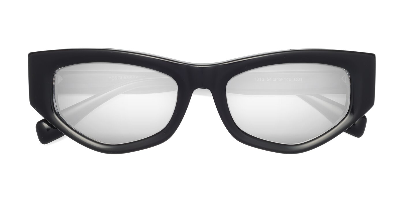 1313 - Black / Clear Flash Mirrored Sunglasses