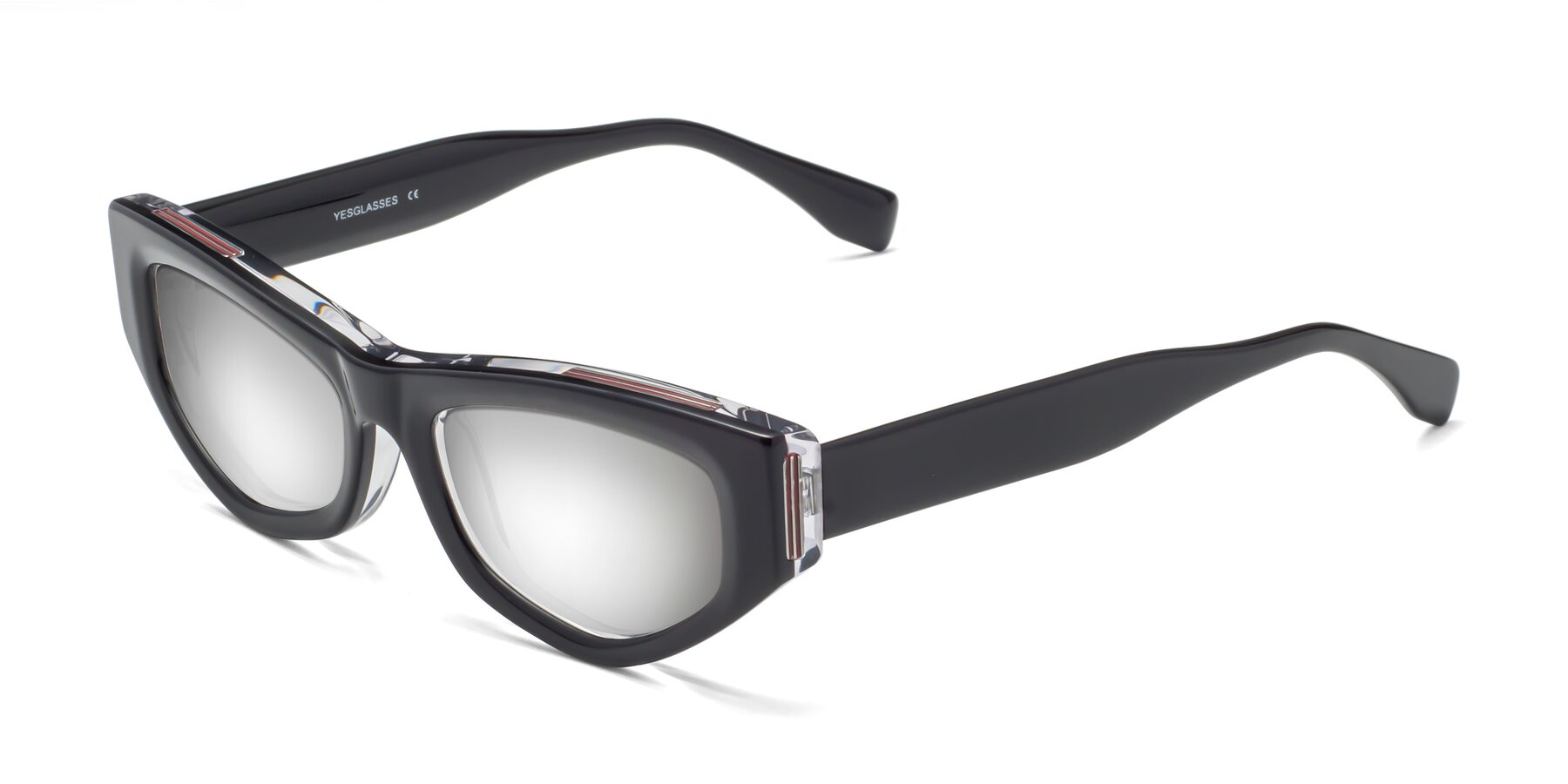 Angle of 1313 in Black-Clear with Silver Mirrored Lenses