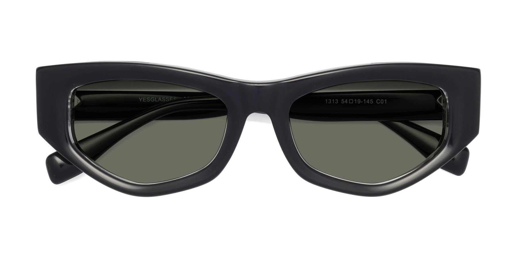 Folded Front of 1313 in Black-Clear with Gray Polarized Lenses
