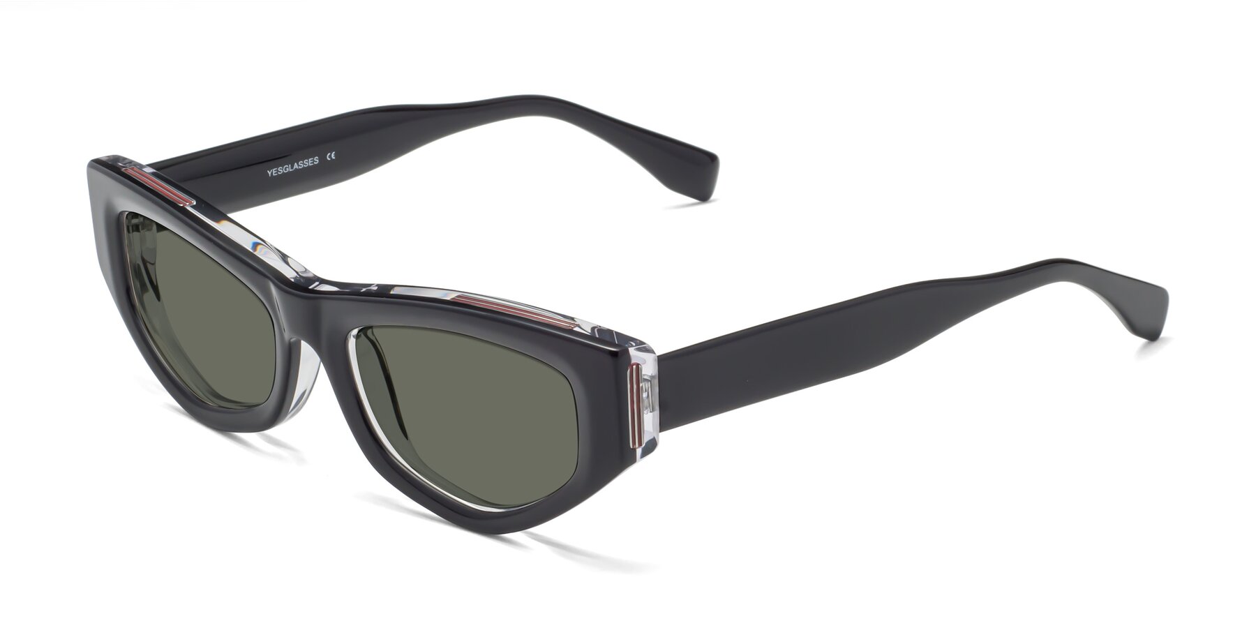 Angle of 1313 in Black-Clear with Gray Polarized Lenses