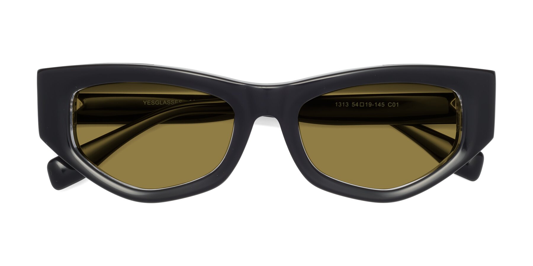 Folded Front of 1313 in Black-Clear with Brown Polarized Lenses