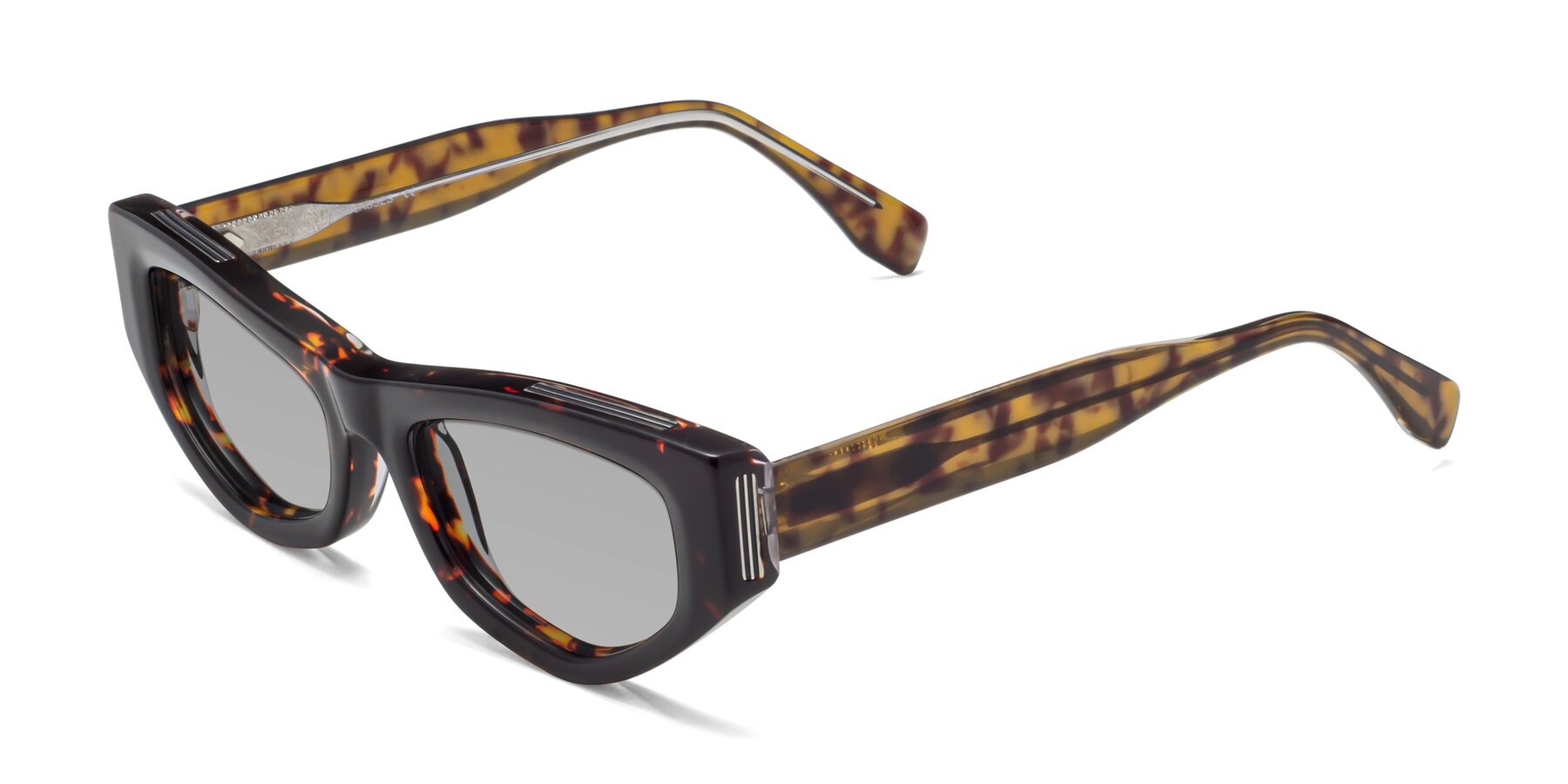 Angle of 1313 in Honey Tortoise with Light Gray Tinted Lenses