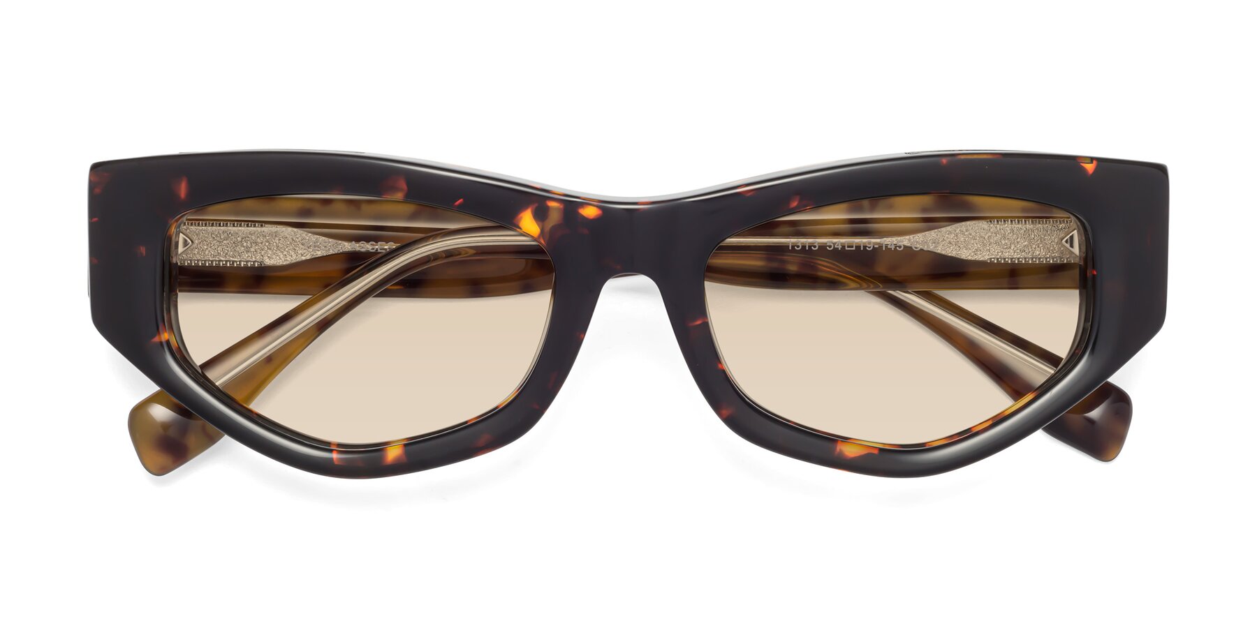 Folded Front of 1313 in Honey Tortoise with Light Brown Tinted Lenses