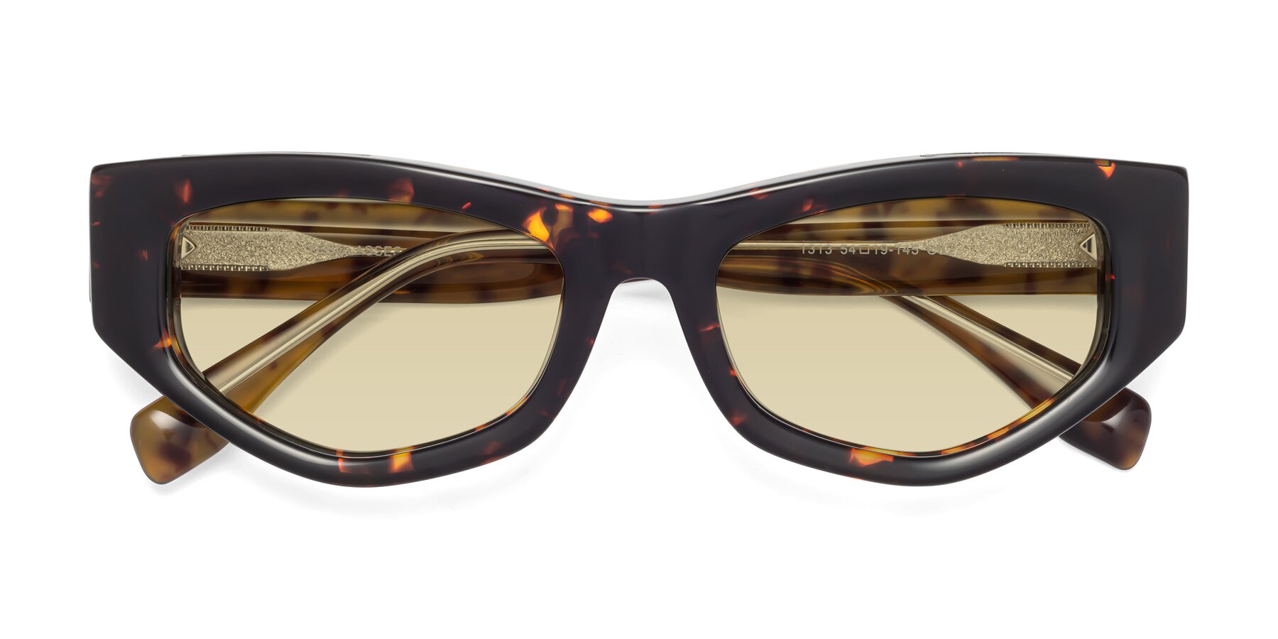 Folded Front of 1313 in Honey Tortoise with Light Champagne Tinted Lenses