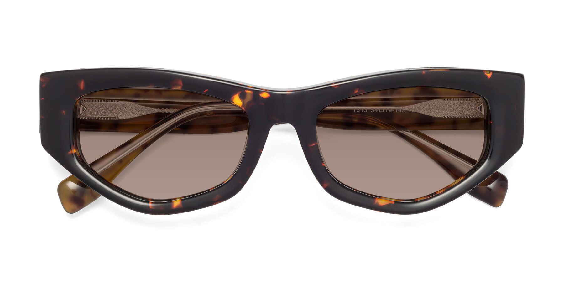 Folded Front of 1313 in Honey Tortoise with Medium Brown Tinted Lenses