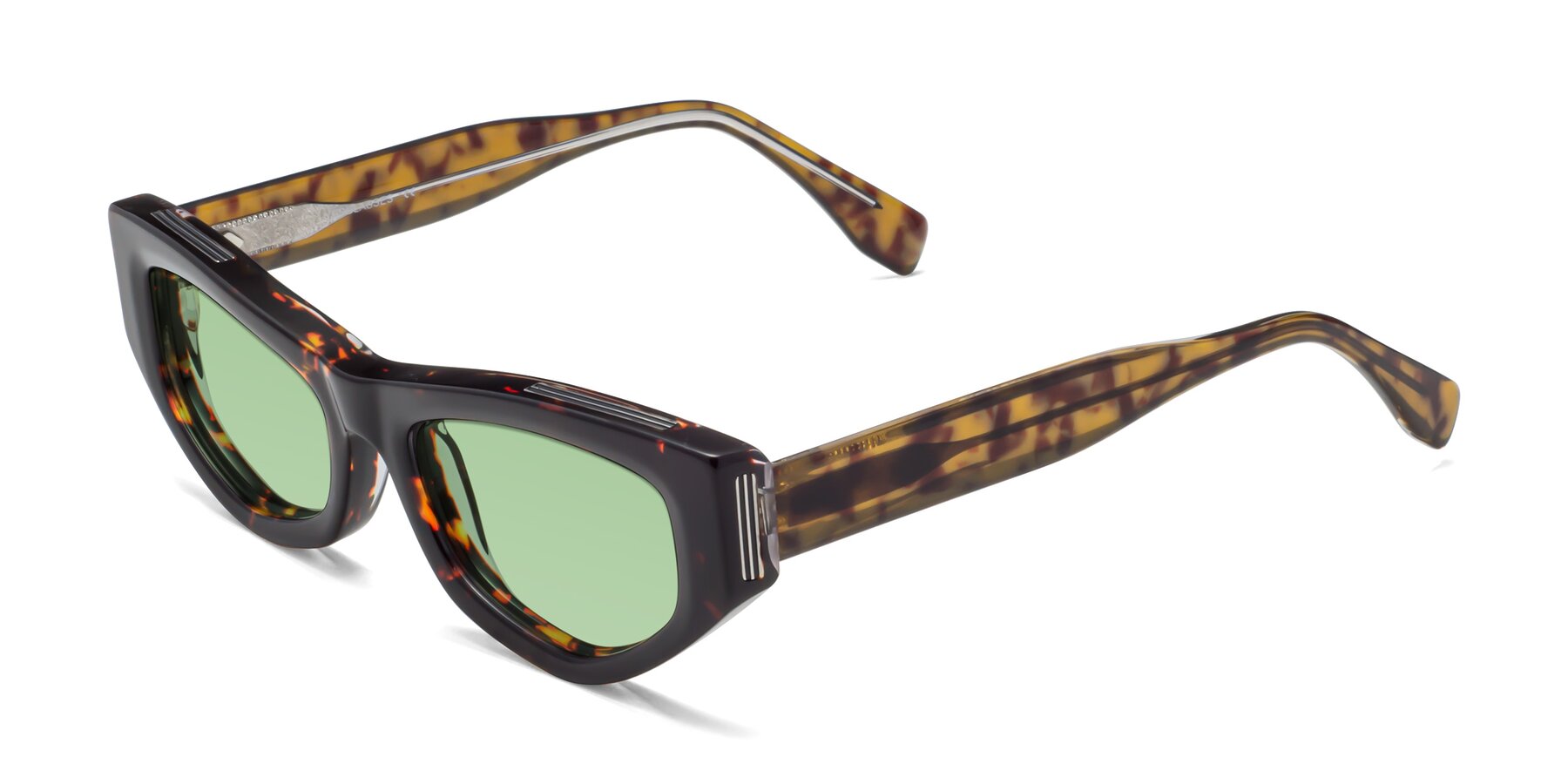 Angle of 1313 in Honey Tortoise with Medium Green Tinted Lenses