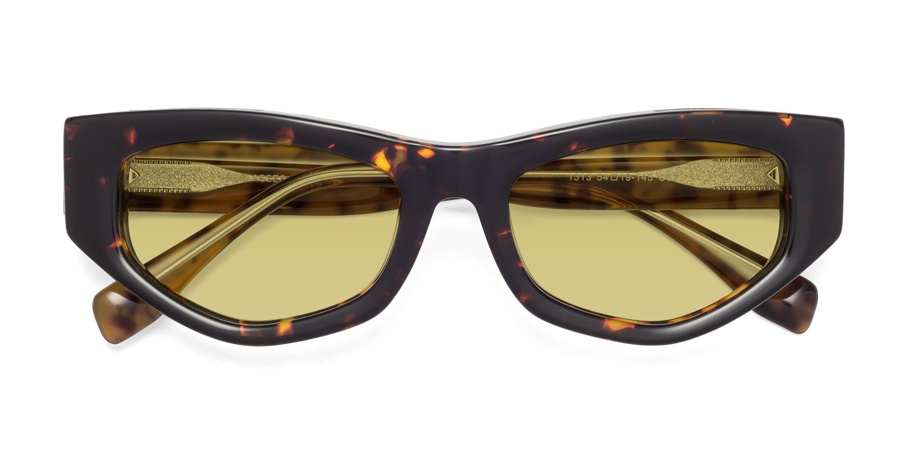 Folded Front of 1313 in Honey Tortoise with Medium Champagne Tinted Lenses