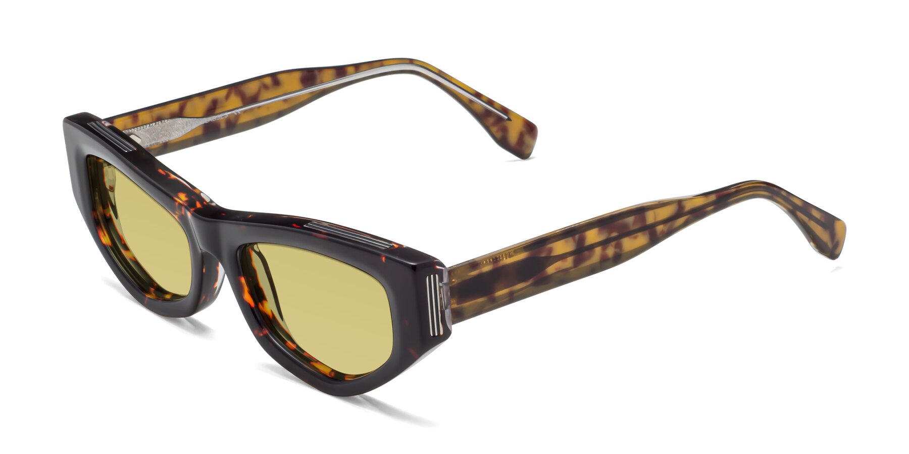Angle of 1313 in Honey Tortoise with Medium Champagne Tinted Lenses