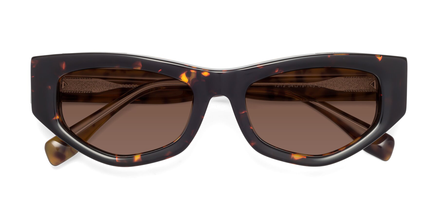 Folded Front of 1313 in Honey Tortoise with Brown Tinted Lenses