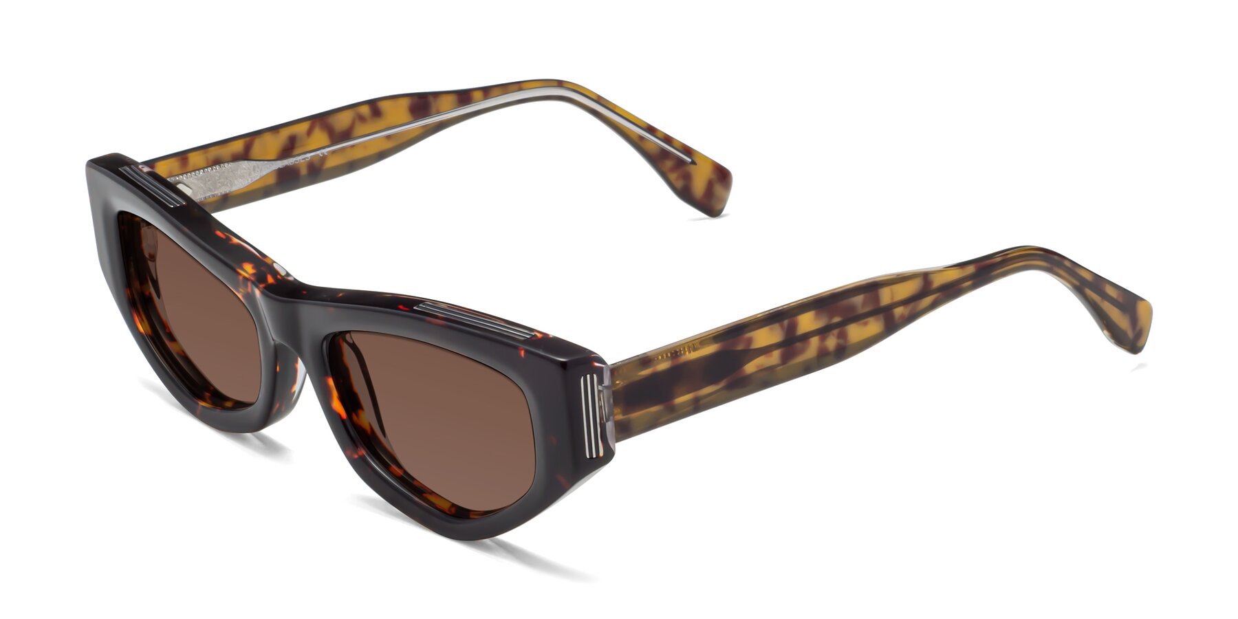 Angle of 1313 in Honey Tortoise with Brown Tinted Lenses